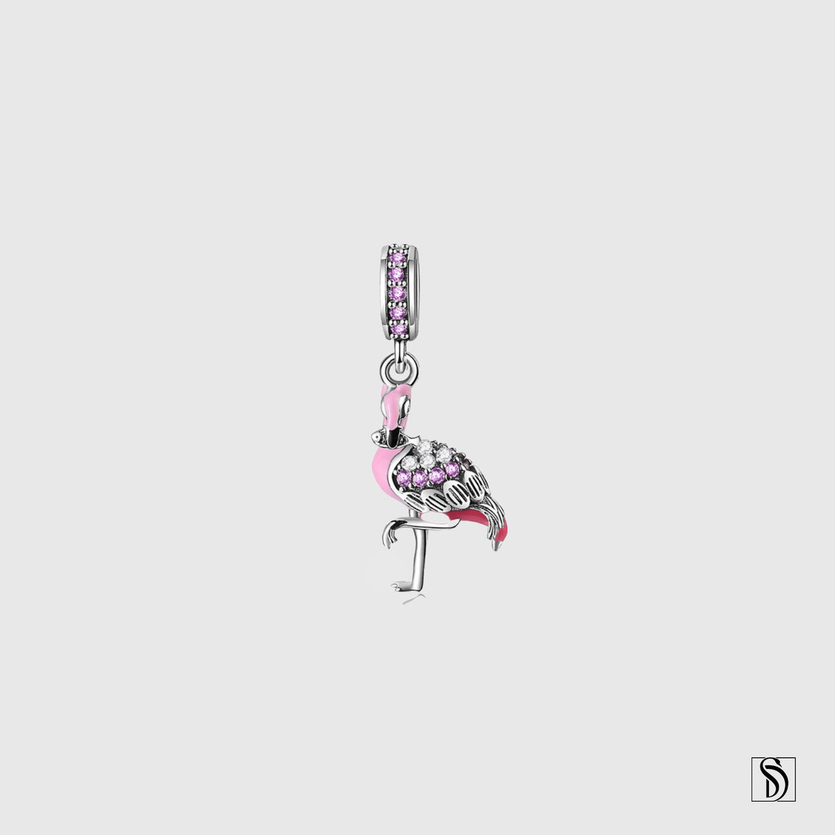 Pink Flamingo Gemstones Pendant Necklace