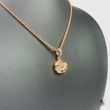 Rose Gold Nautilus Gemstones Pendant Necklace