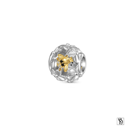 Silver Bumble Bee Two Tones Charm Necklace