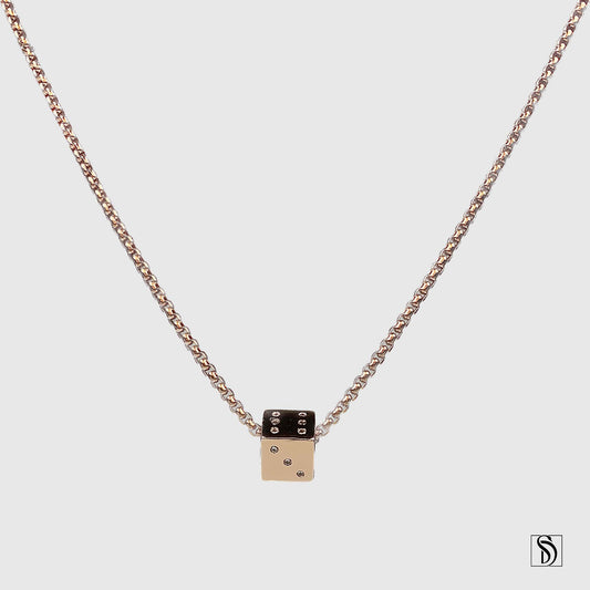 Rose Gold Dice Charm Necklace