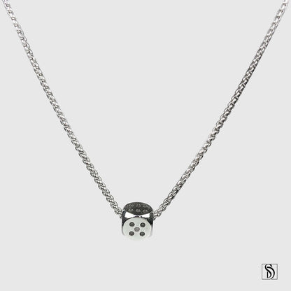 Silver Dice Charm Necklace