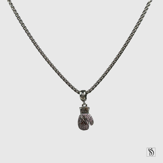 Pink Gemstones Boxing Gloves Pendant Necklace
