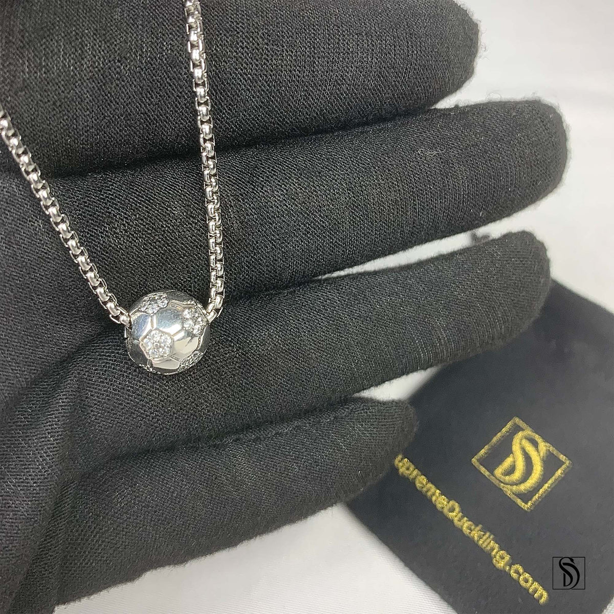 Silver Soccer Charm Gemstone Necklace