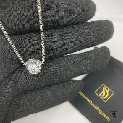 Silver Soccer Charm Gemstone Necklace