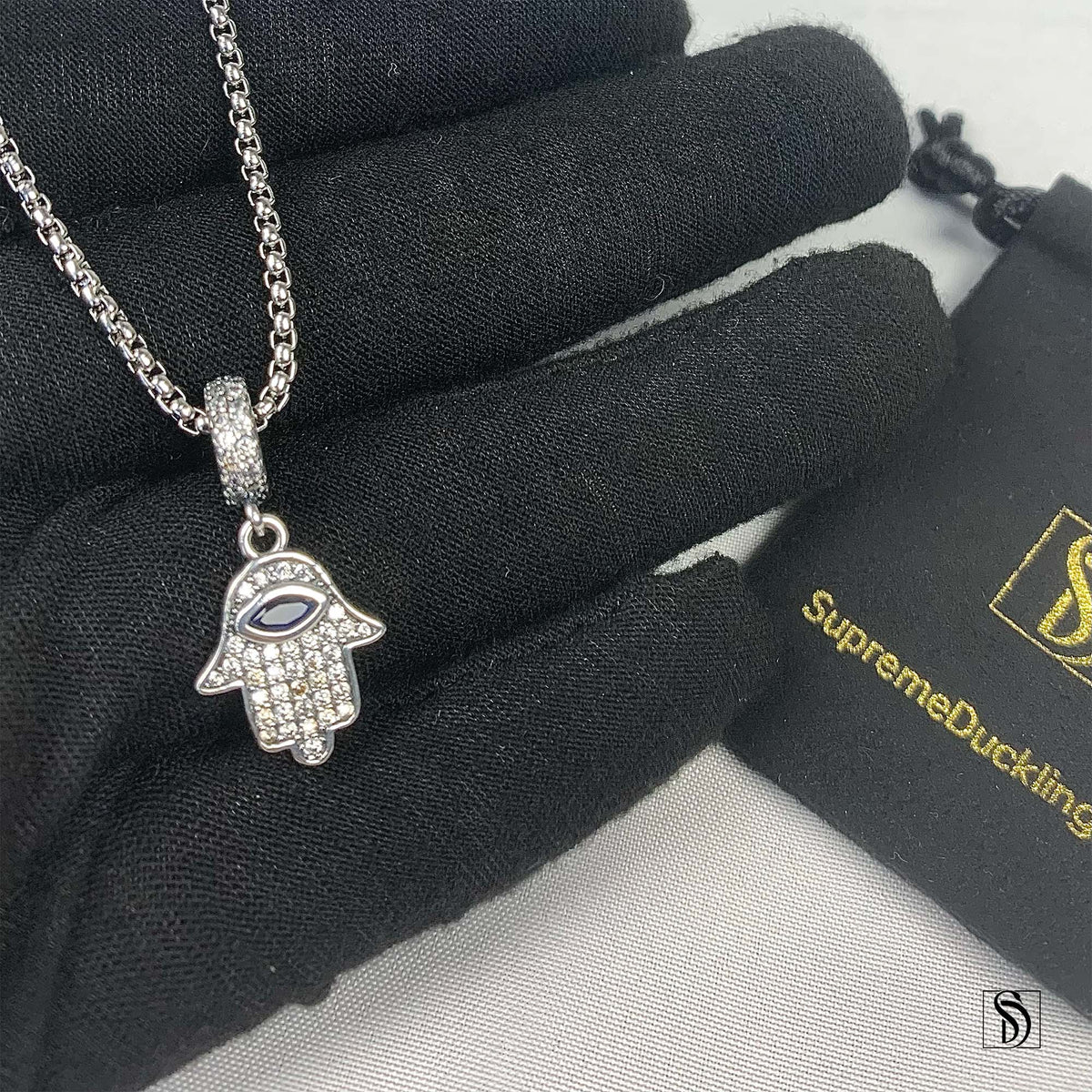 Silver Hamsa All Seeing Eye Necklace