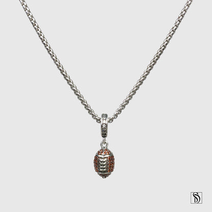 Silver American Football Pendant Necklace