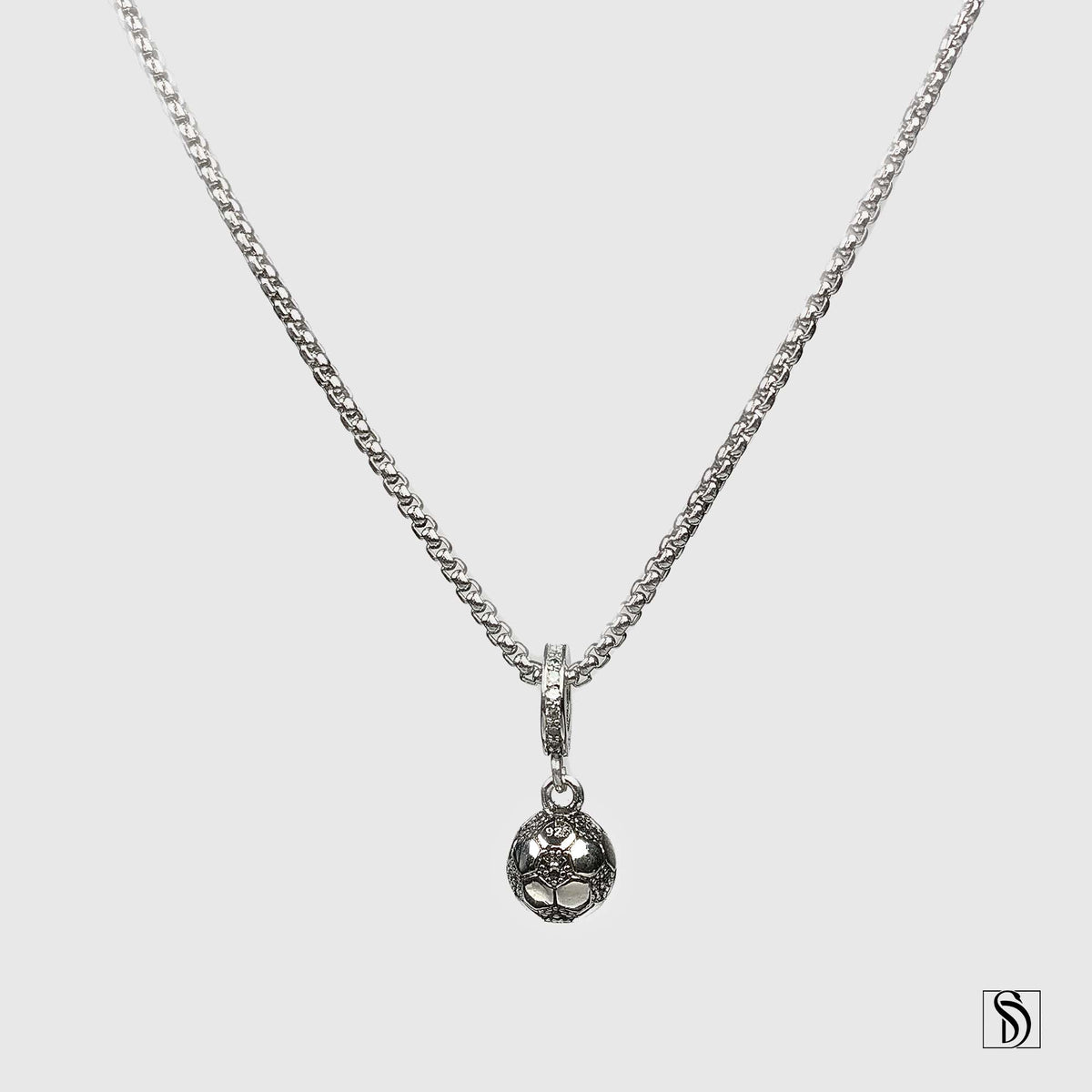 Silver Soccer Ball Pendant Necklace
