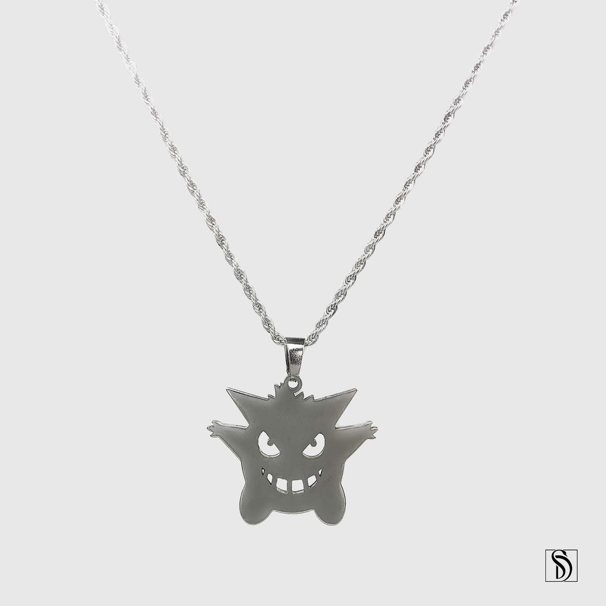 Silver Gengar Pokemon Pendant Necklace