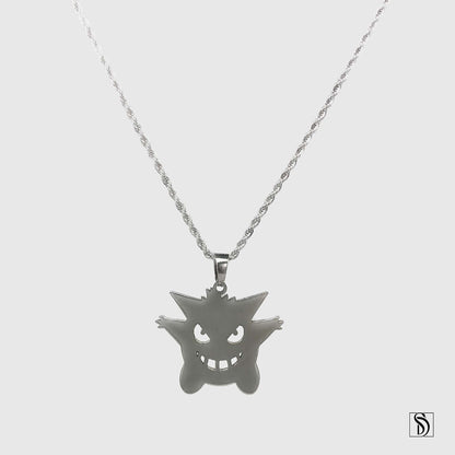 Silver Gengar Pokemon Pendant Necklace