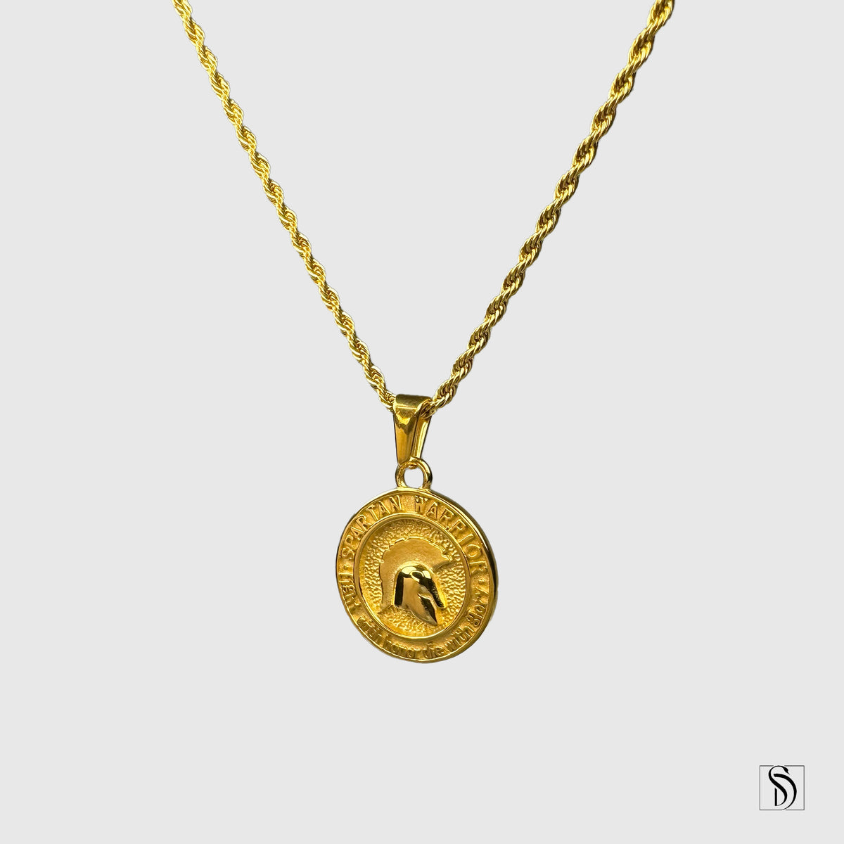 18K Gold Spartan Warrior Helmet Pendant Necklace