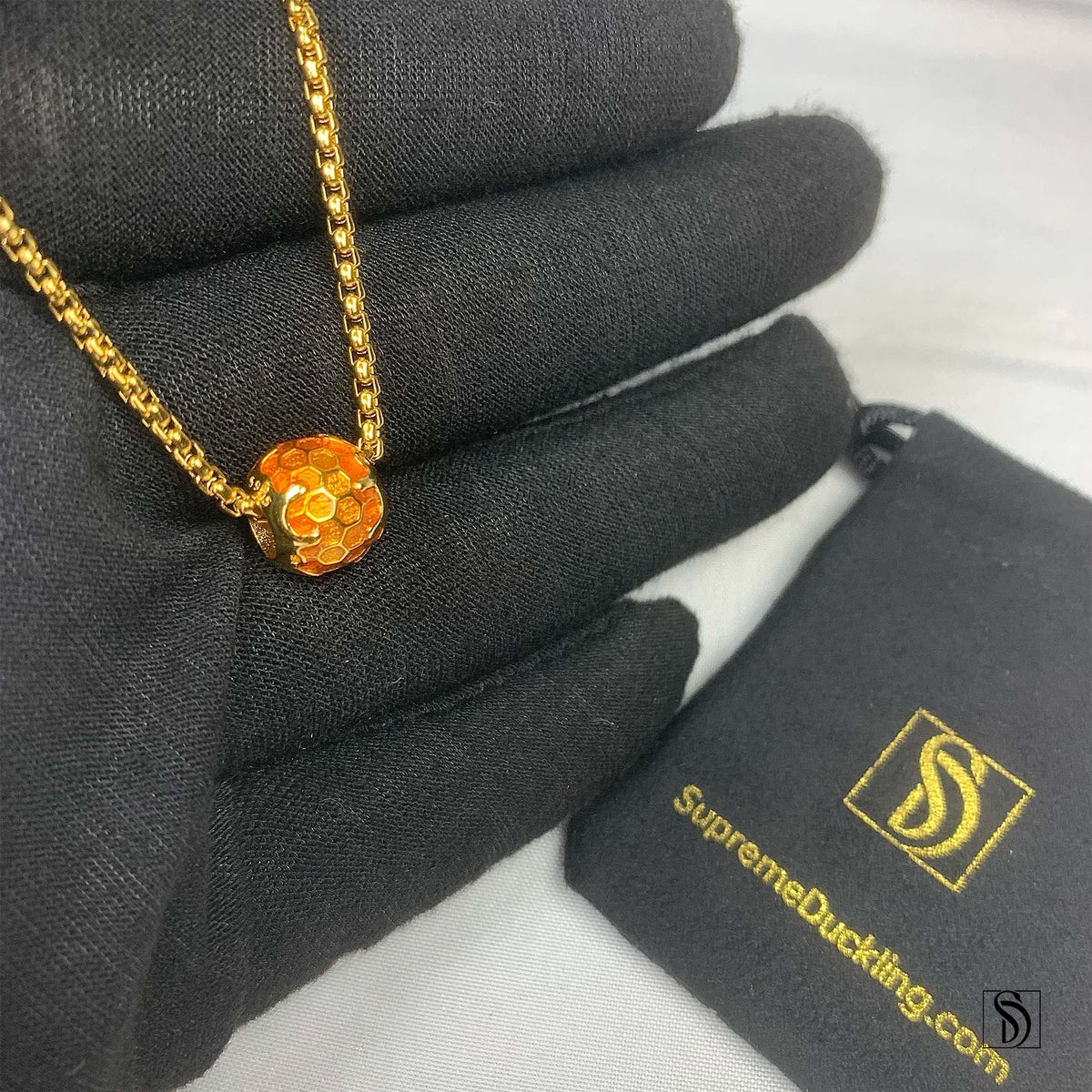 Gold Honeycomb Charm Necklace