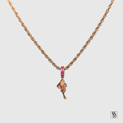 Rose Gold Rose Pendant Gemstone Necklace