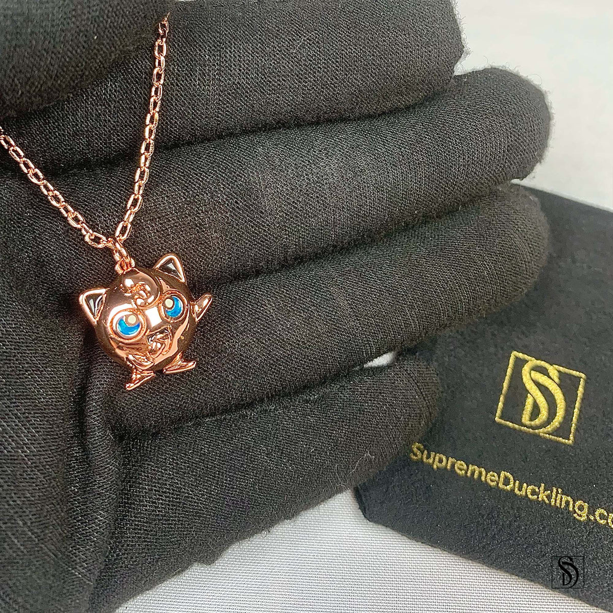 Rose Gold Jigglypuff Pendant Necklace