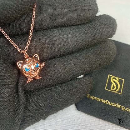 Rose Gold Jigglypuff Pendant Necklace