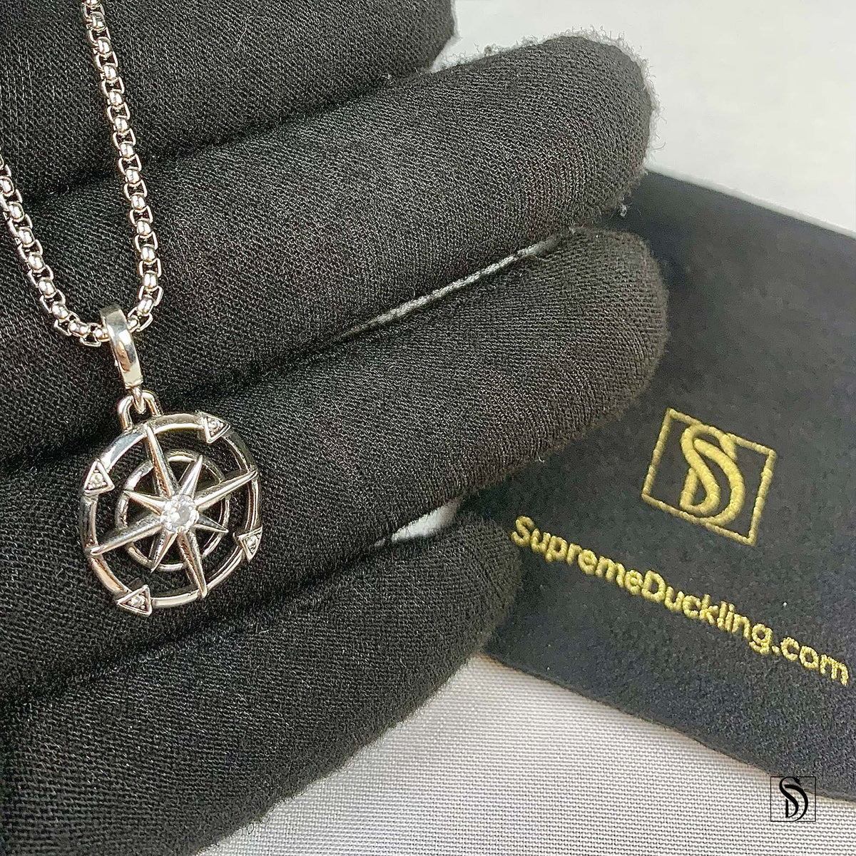 Silver North Star Gemstone Pendant Necklace