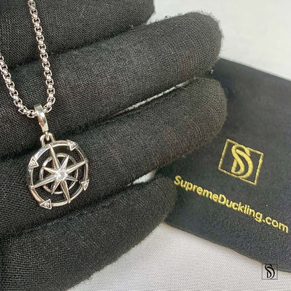 Silver North Star Gemstone Pendant Necklace