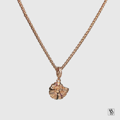 Rose Gold Nautilus Gemstones Pendant Necklace