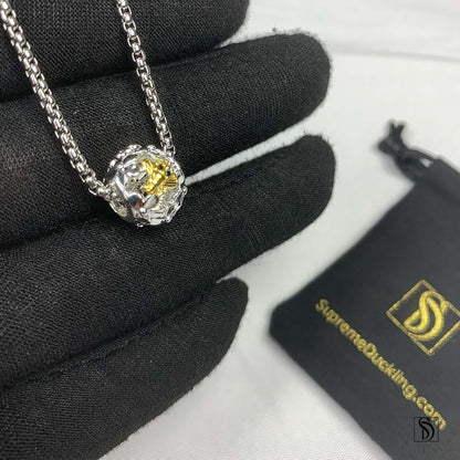 Silver Bumble Bee Two Tones Charm Necklace