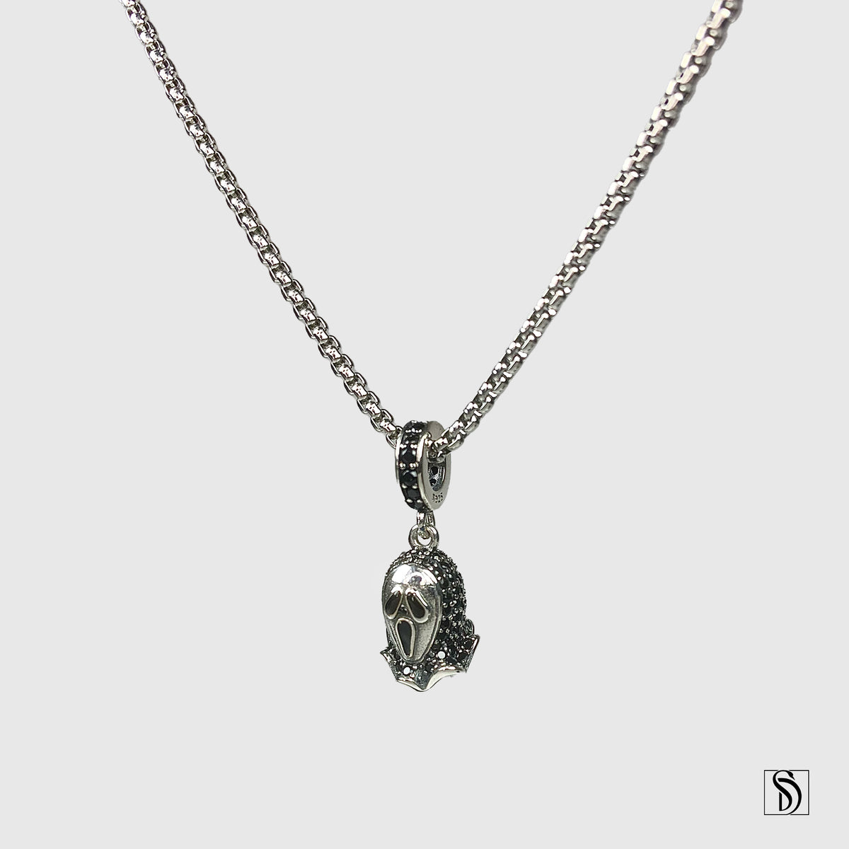 Scream Mask Gemstones Pendant Necklace