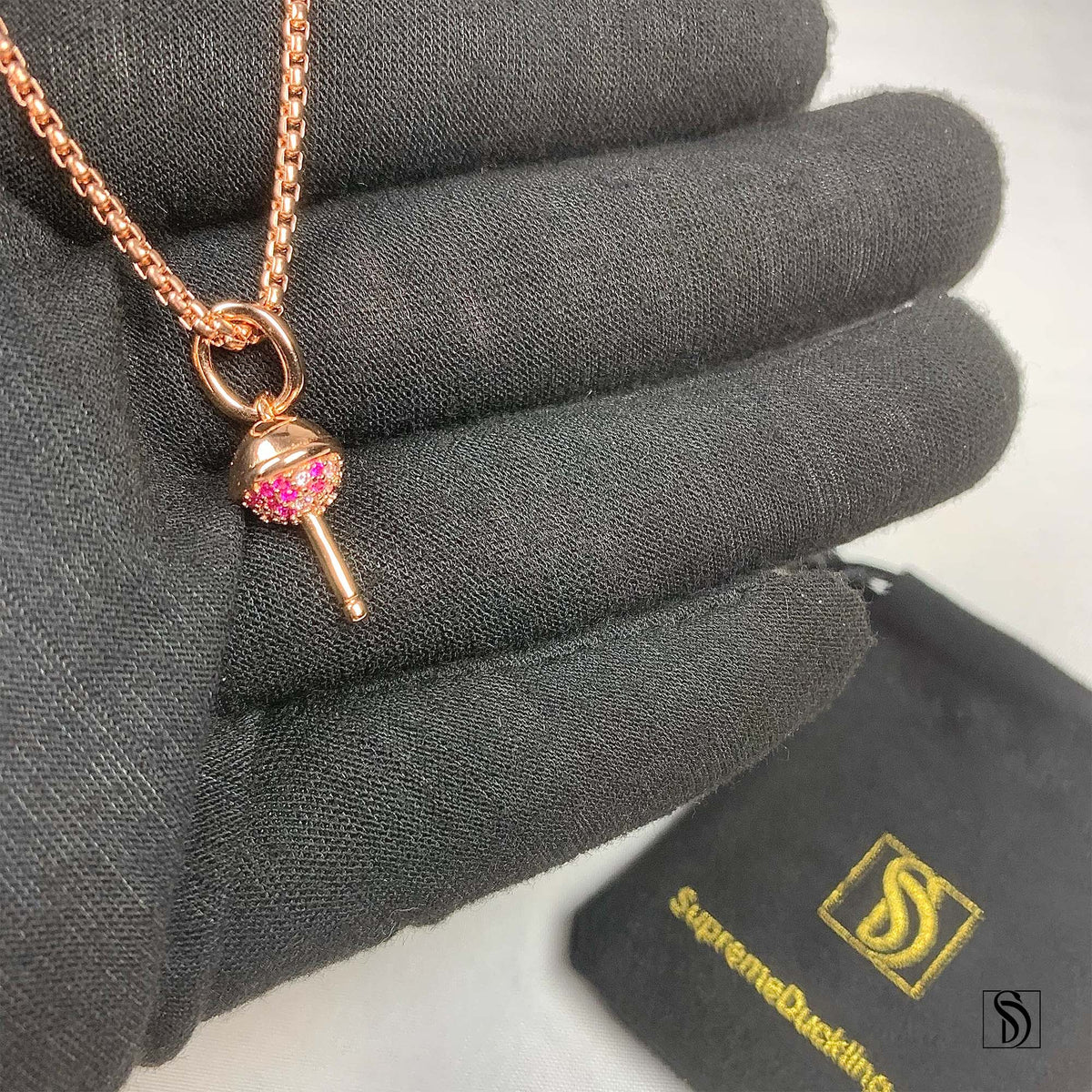 Rose Gold Lollipop Gemstone Necklace
