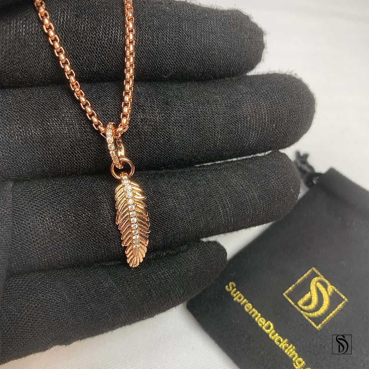 Rose Gold Tropical Palm Leaf Necklace