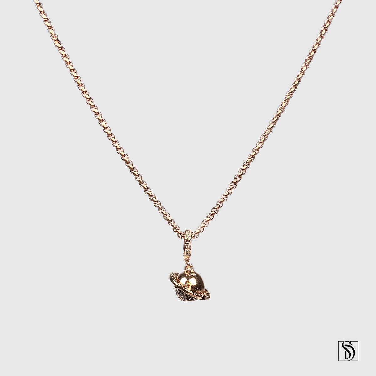 Rose Gold Planet Celestial Gemstone Necklace