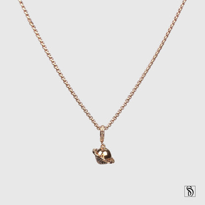Rose Gold Planet Celestial Gemstone Necklace
