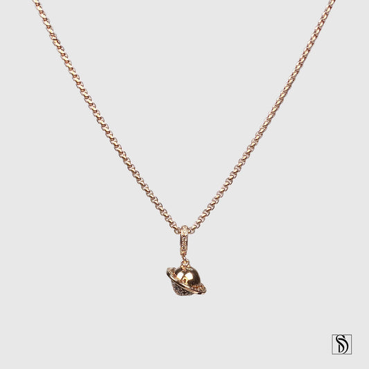 Rose Gold Planet Celestial Gemstone Necklace