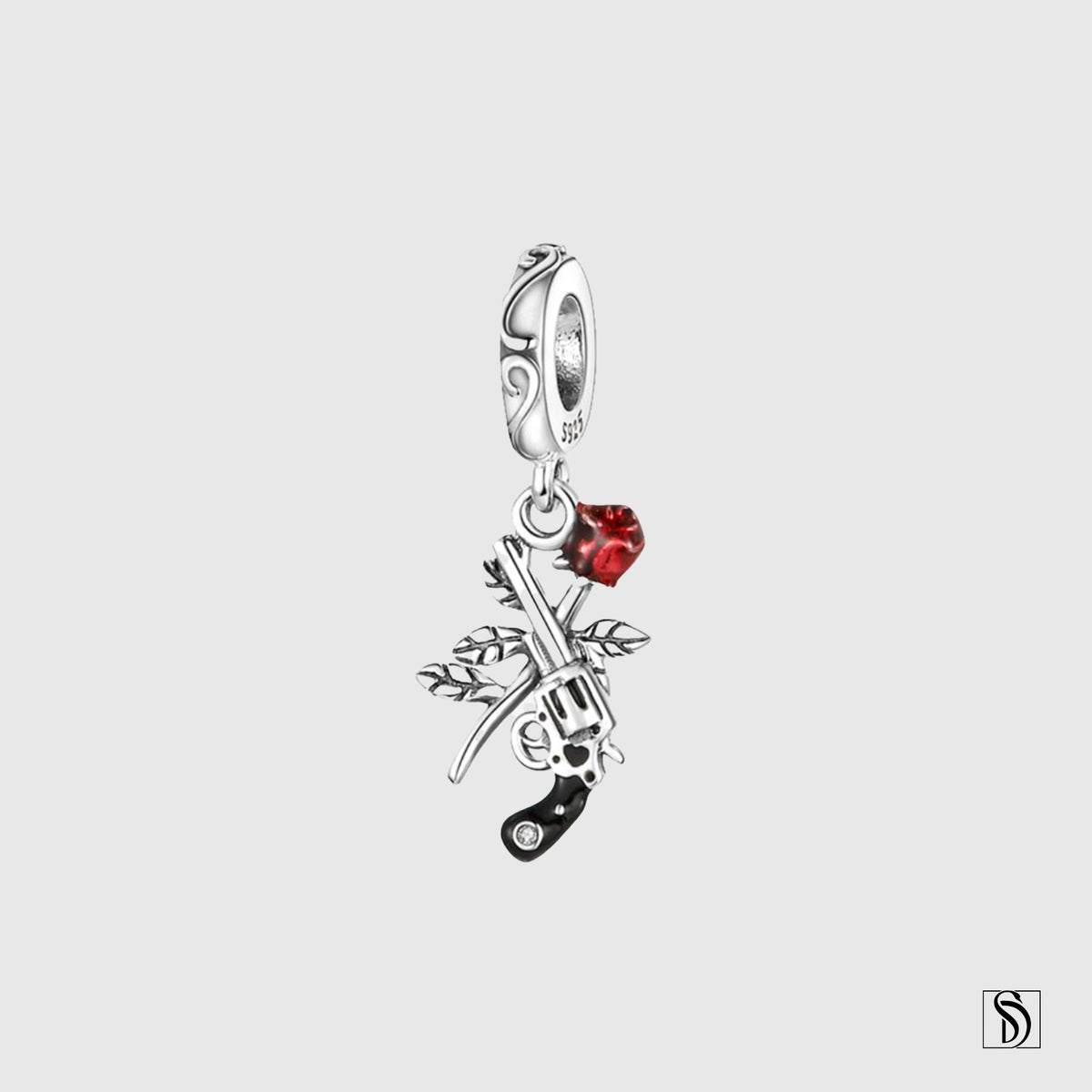 Gun and Rose Pendant Necklace
