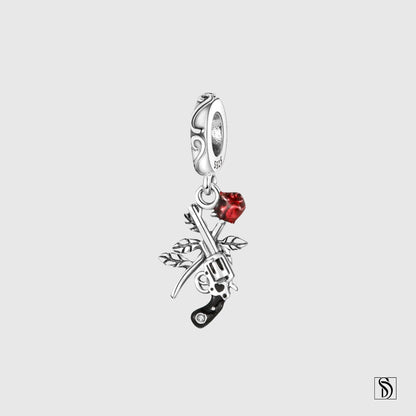 Gun and Rose Pendant Necklace