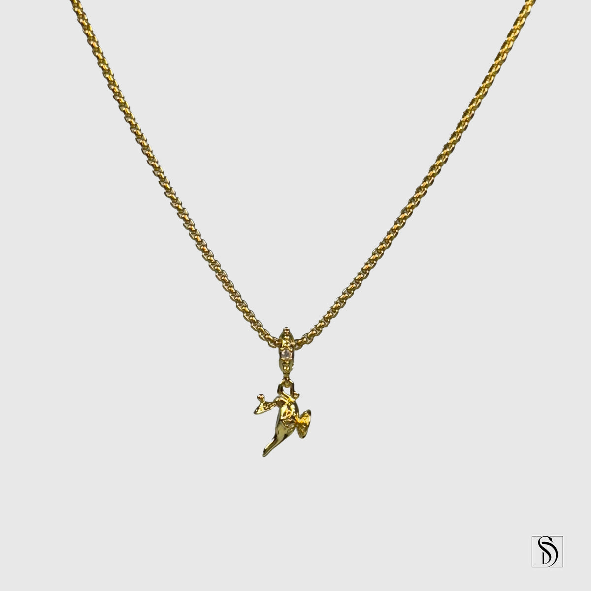 Gold Aladdin Inspired Genie Lamp Pendant Necklace
