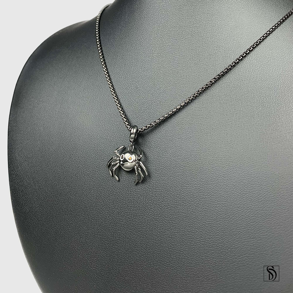 Cute Smiling Spider Red Gemstone Necklace