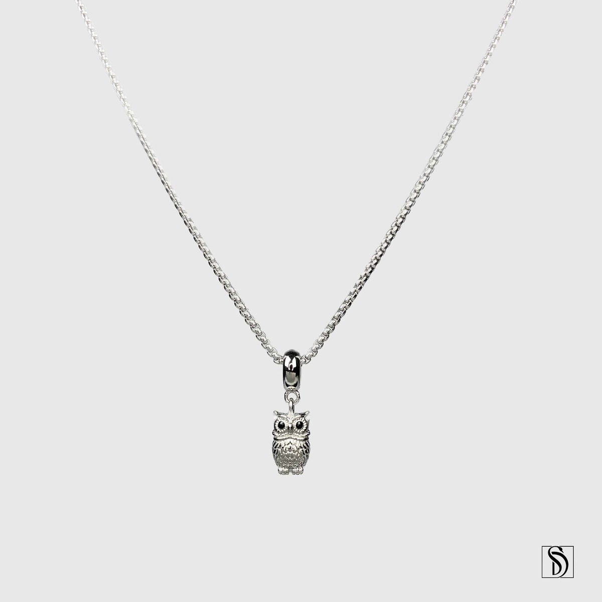 Wisdom Owl Black Gemstone Pendant Necklace