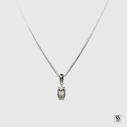 Wisdom Owl Black Gemstone Pendant Necklace