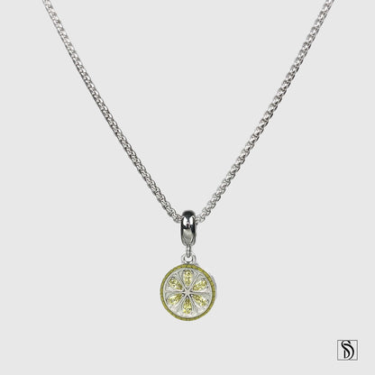 Fresh Lemon Slice Gemstone Pendant Necklace