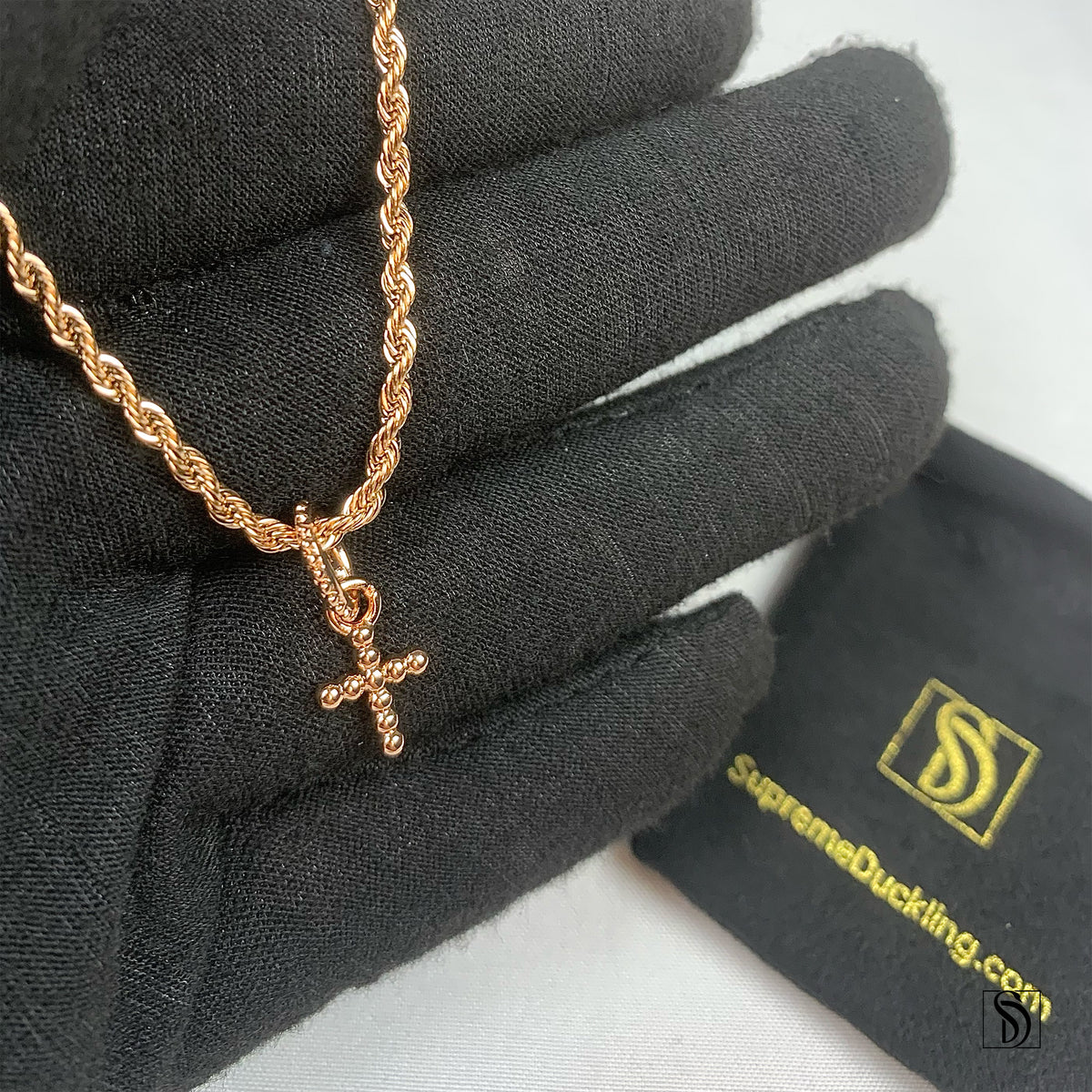 Rose Gold Mini Cross Necklace