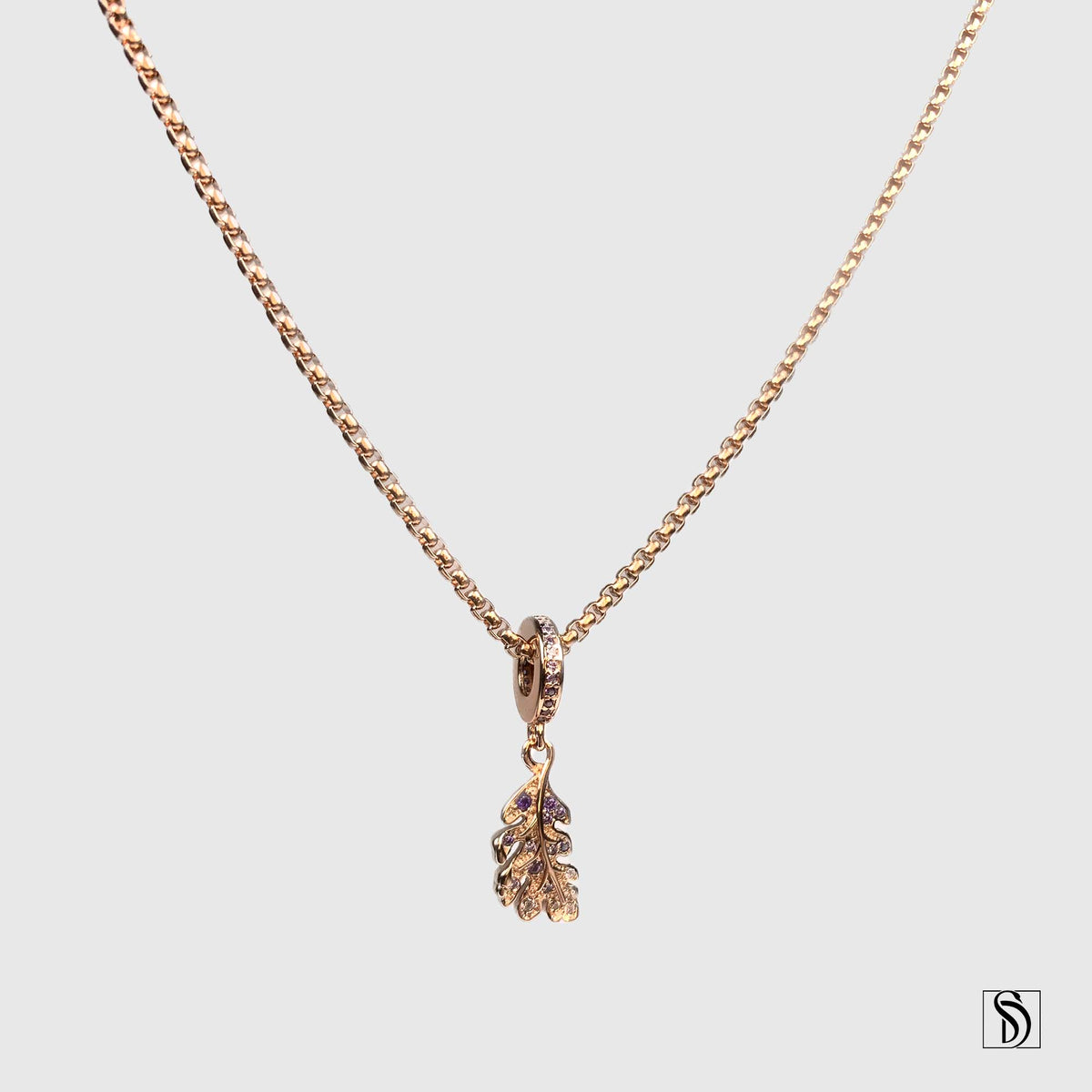 Rose Gold Gemstone Leaf Pendant Necklace