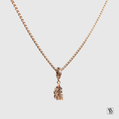Rose Gold Gemstone Leaf Pendant Necklace