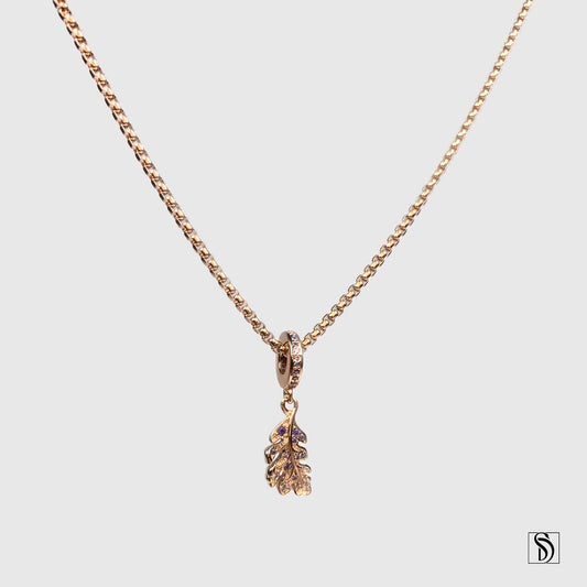 Rose Gold Gemstone Leaf Pendant Necklace