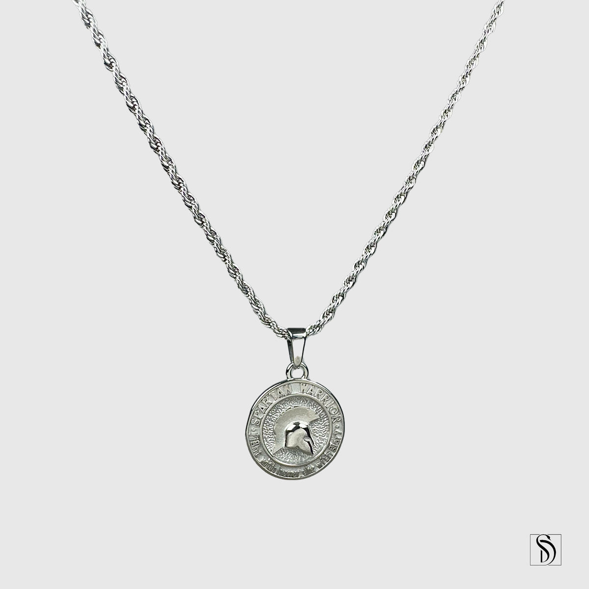Silver Spartan Warrior Helmet Pendant Necklace