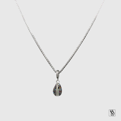 Rainbow Gemstone Sea Shell Pendant Necklace