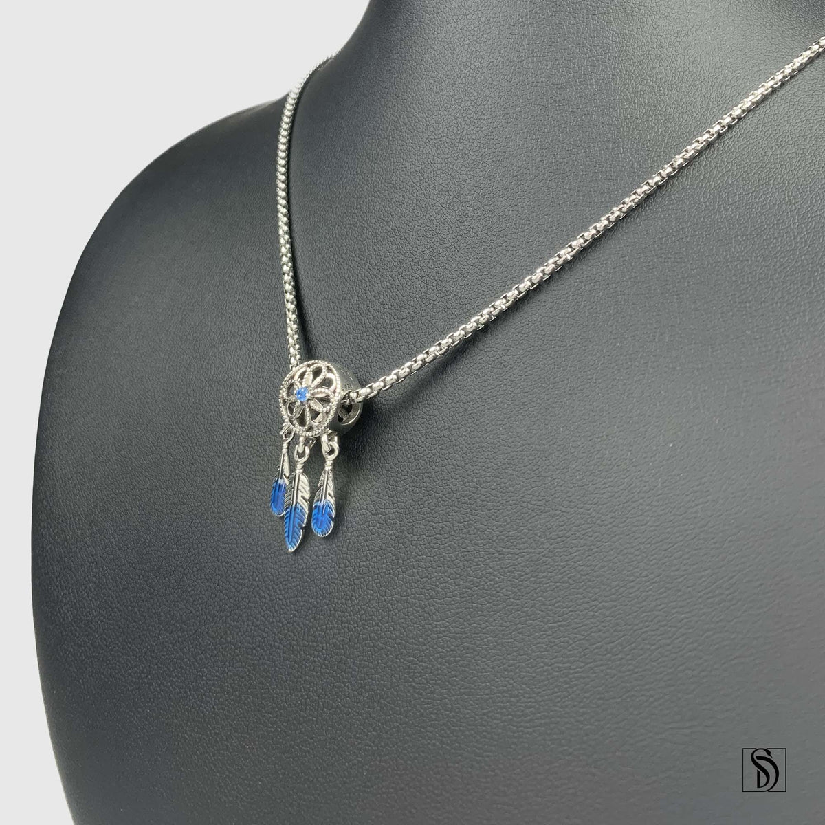 Blue Dream Catcher Pendant Necklace