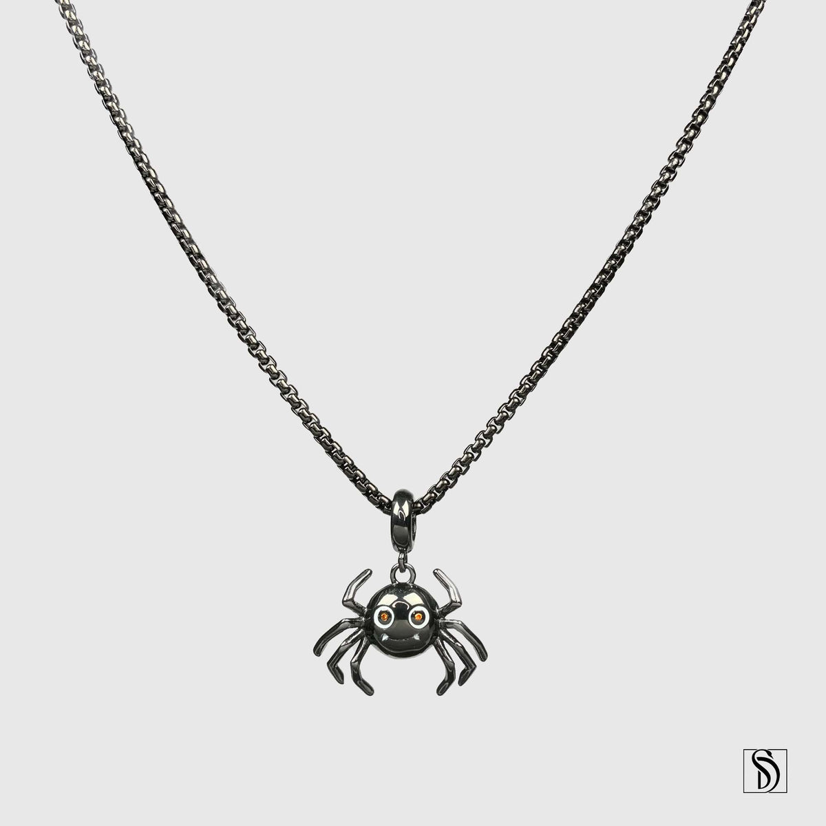 Cute Smiling Spider Red Gemstone Necklace