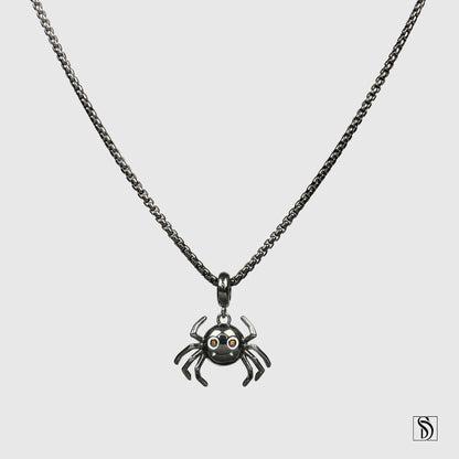 Cute Smiling Spider Red Gemstone Necklace