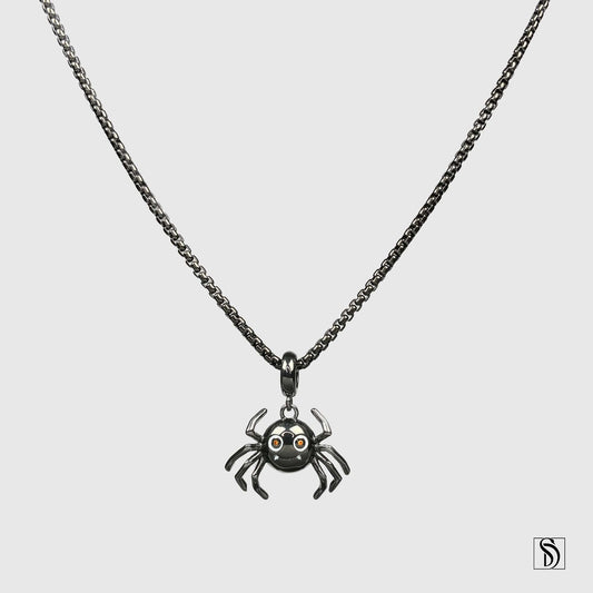 Cute Smiling Spider Red Gemstone Necklace