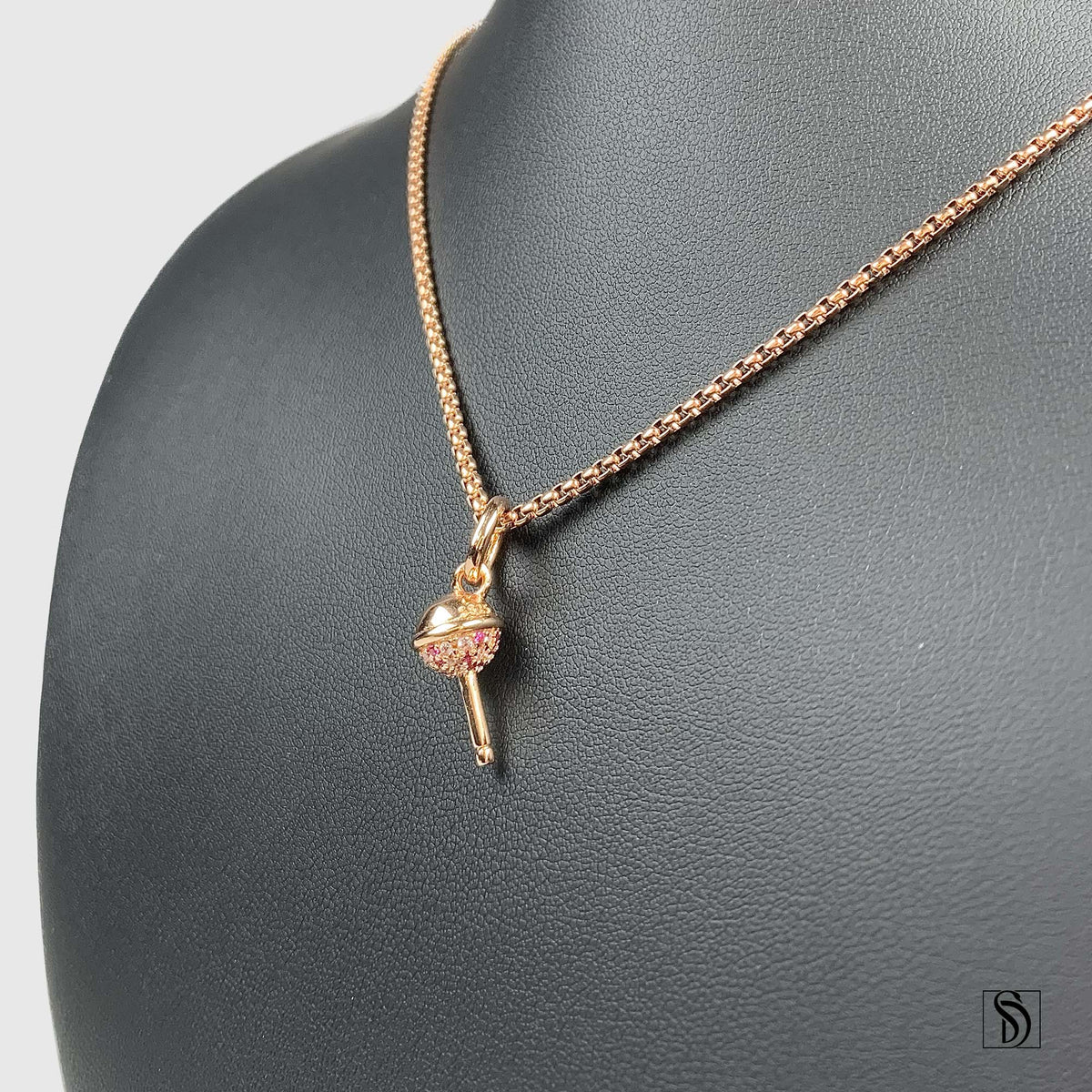 Rose Gold Lollipop Gemstone Necklace