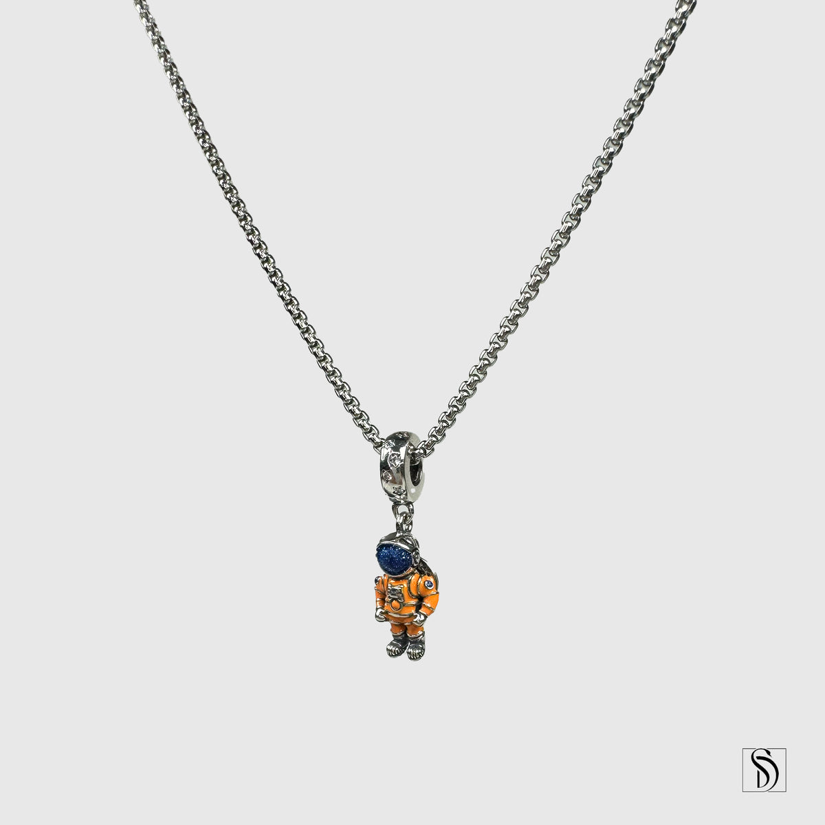 Orange Jumpsuit Astronaut Pendant Necklace