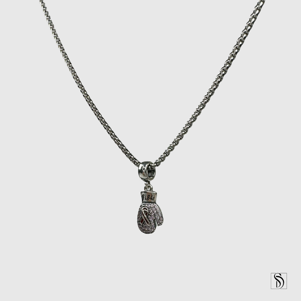 Pink Gemstones Boxing Gloves Pendant Necklace