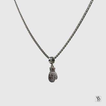 Pink Gemstones Boxing Gloves Pendant Necklace