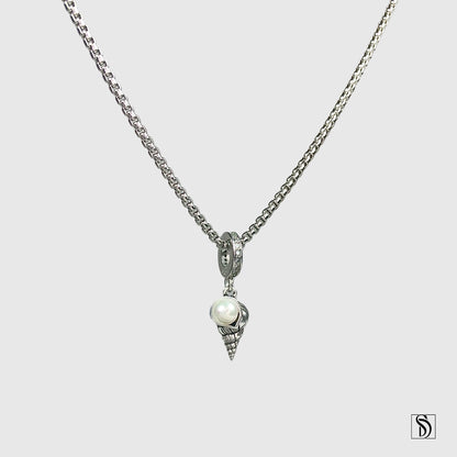 Silver Pearl Sea Shell Pendant Necklace